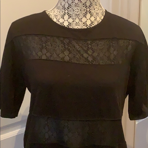 Black Cotton and Mesh T-Shirt - Picture 2 of 3